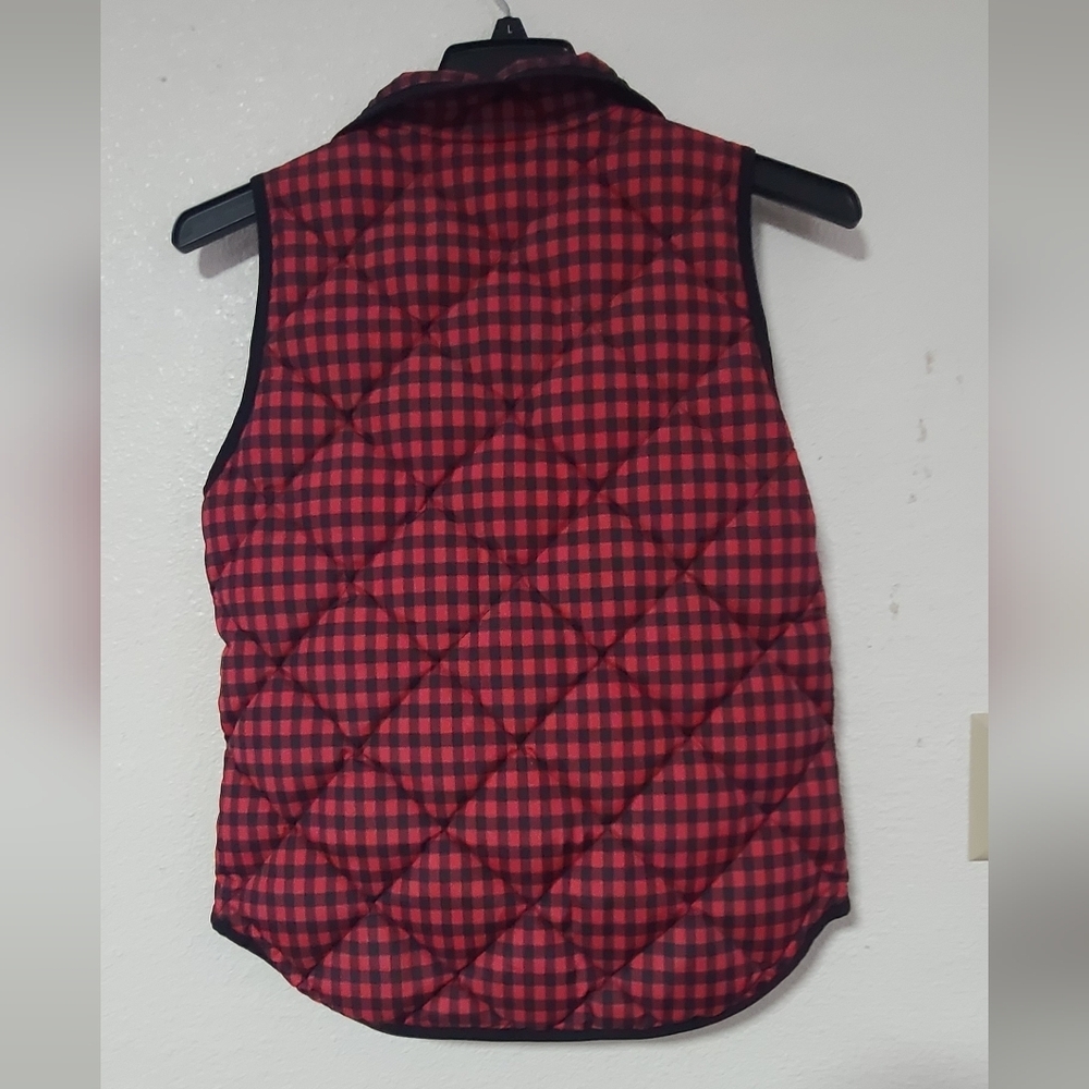 J.Crew Red & Black Buffalo Plaid Quilted Vest - Picture 6 of 8